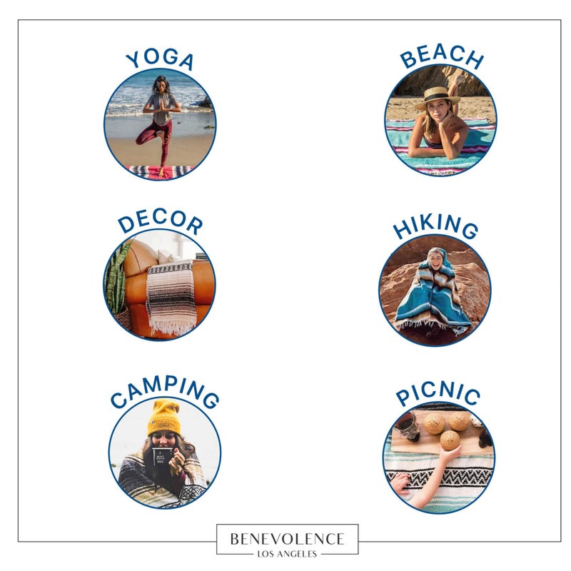 Benevolence LA Authentic Handwoven Mexican Blanket | Yoga Blankets, Outdoor, Picnic, Beach, Camping | Equestrian Saddle | Serape 50x70 inches - Sunshine, Pack of 1 - Image 5