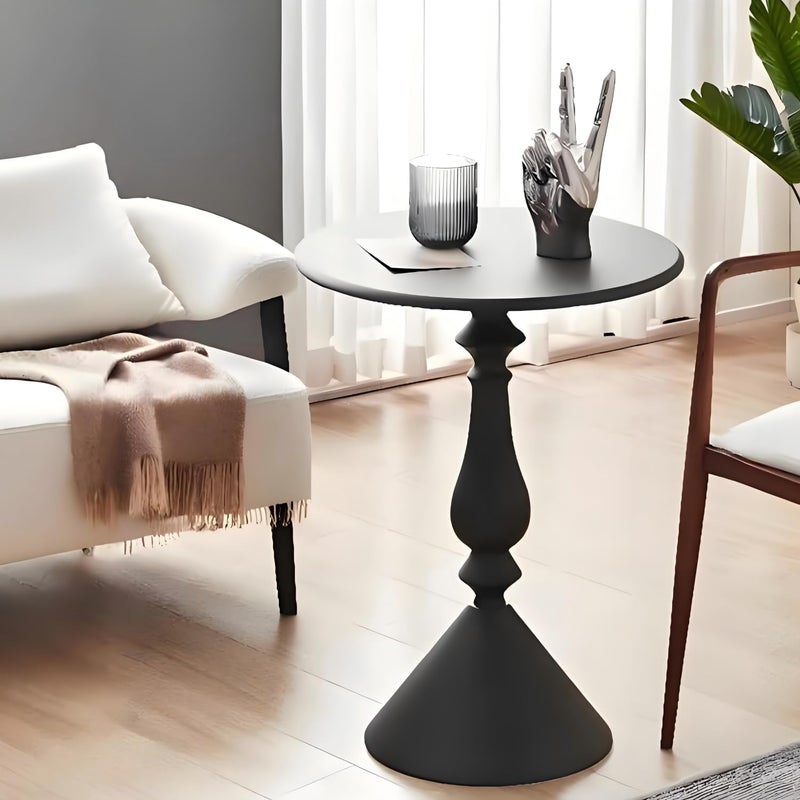 Shangxing Simple Nordic-style side table/sofa round side table, modern living room furniture, reception table, small metal (White and black available for selection) (white), living room coffee tabl - Image 2