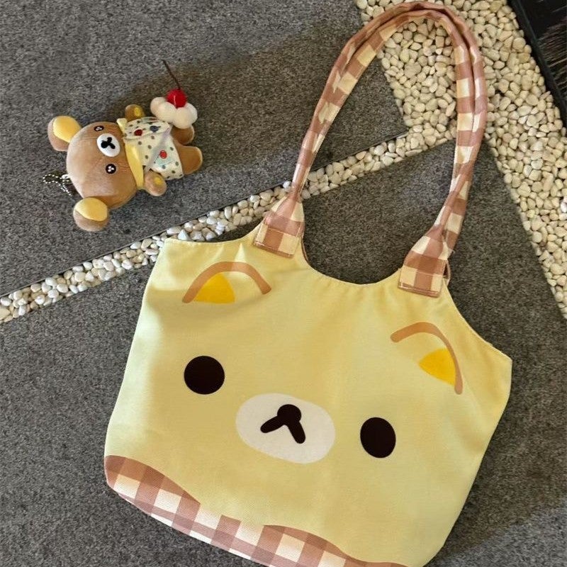 2025 Cartoon Printed Cute Canvas Shoulder Tote Bag, Large Capacity for Women - Image 4