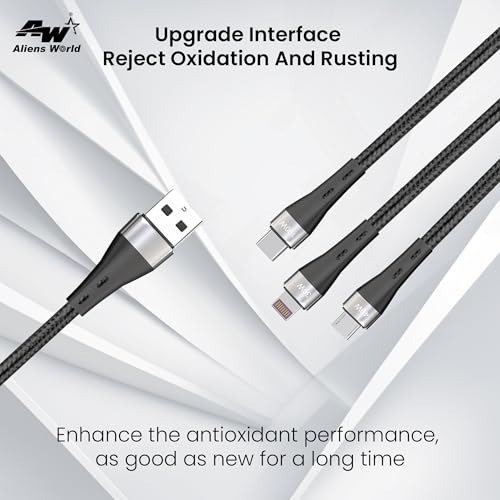 aliens world Multi-Connector Braided USB Charging Cable, 40W, 20W, 100W, 3 in 1 USB Cable - Image 3