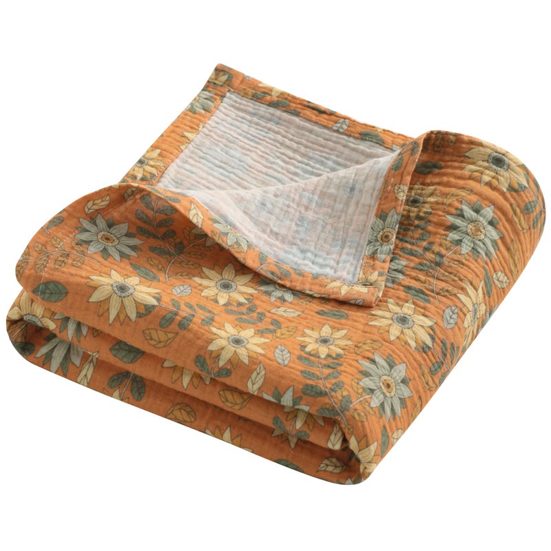 NTBAY Muslin Toddler Blanket, 4-Layer, 42x60 Cozy Preschool Nap Blanket, Soft Breathable Nursery Blanket for Toddlers and Kids, Vintage Daisy Bloom - Image 1