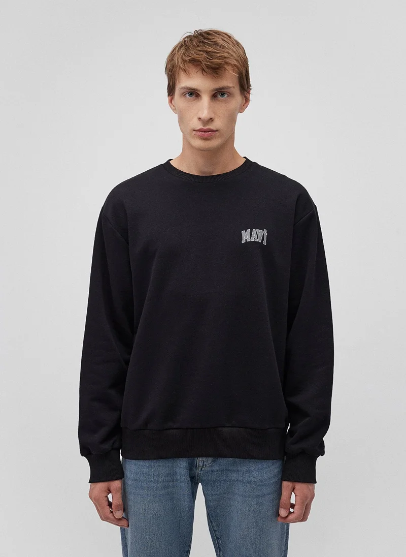 MAVI Mavi Logo Printed Black Sweatshirt