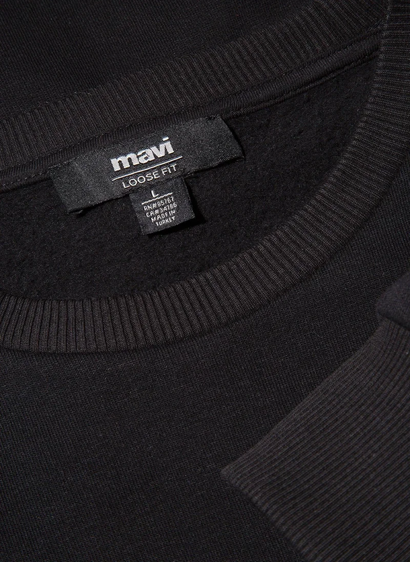 MAVI Mavi Logo Printed Black Sweatshirt