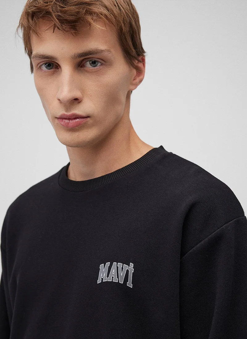 MAVI Mavi Logo Printed Black Sweatshirt