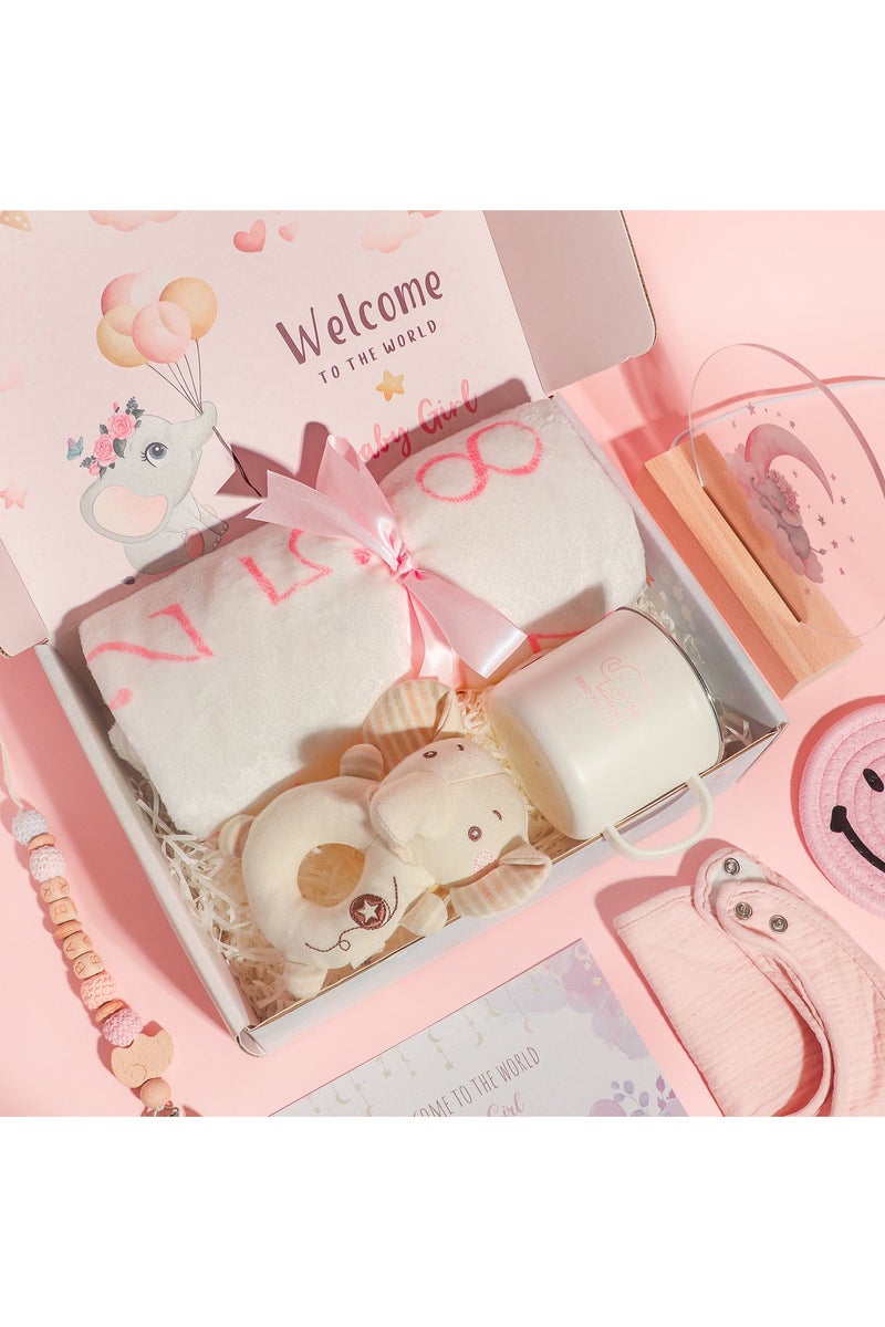 MissTiara سلة هدايا المواليد الجدد - مجموعة هدايا للبنات، مجموعة هدايا عيد الميلاد، مجموعة هدايا الشفاء العاجل، تحتوي على 10 هدايا للأطفال، مثالية للنساء الحوامل، الأمهات المنتظرات، والصداقة - Image 3