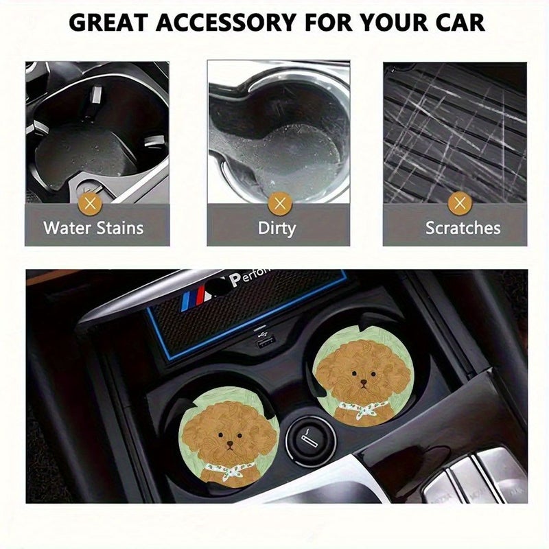 Cute Little Greyhound Dog Print Car Coasters Easy Clean For Car Truck Home Desk - Image 2