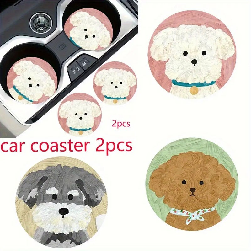 Cute Little Greyhound Dog Print Car Coasters Easy Clean For Car Truck Home Desk - Image 5
