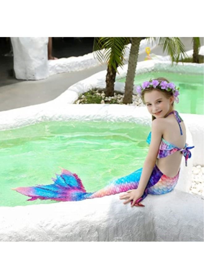 GGEROU Girls Swimwear Mermaid Tail Swimwear,Bikini Sets,Mermaid Costume Swimsuits for Kids - Image 2