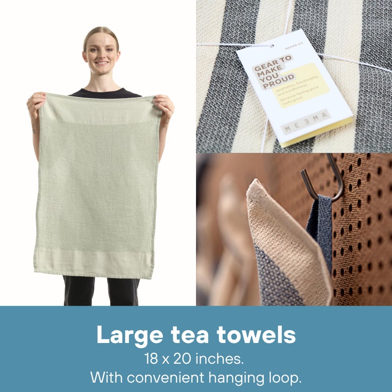 MEEMA Kitchen Towels and Dishcloths Sets of 4 | Large 20 x 28 Inch | Upcycled Cotton Tea Towels for Kitchen | Super Absorbent | Mix | Hand Towels - Image 5