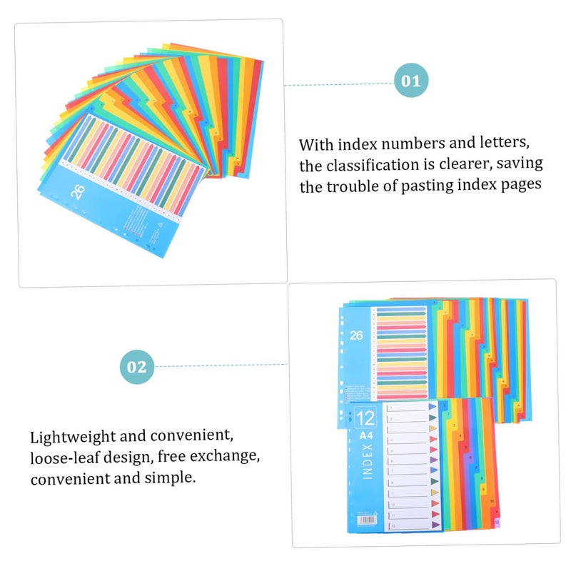 38Pcs Colored Plastic File Dividers with Alphabet Tabs for Office School Organization - Image 4