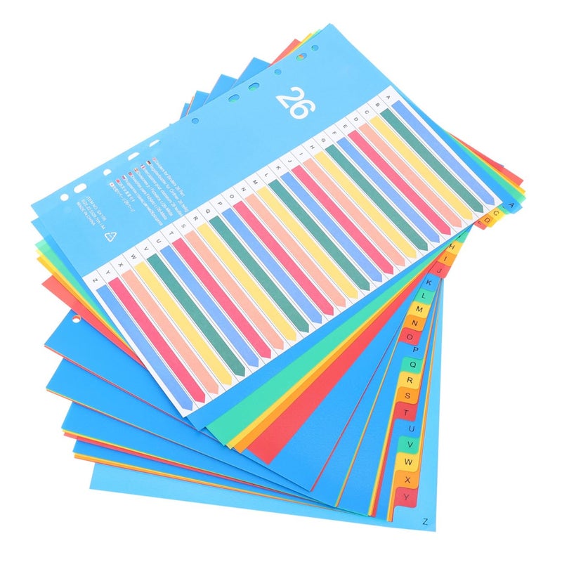 38Pcs Colored Plastic File Dividers with Alphabet Tabs for Office School Organization - Image 2