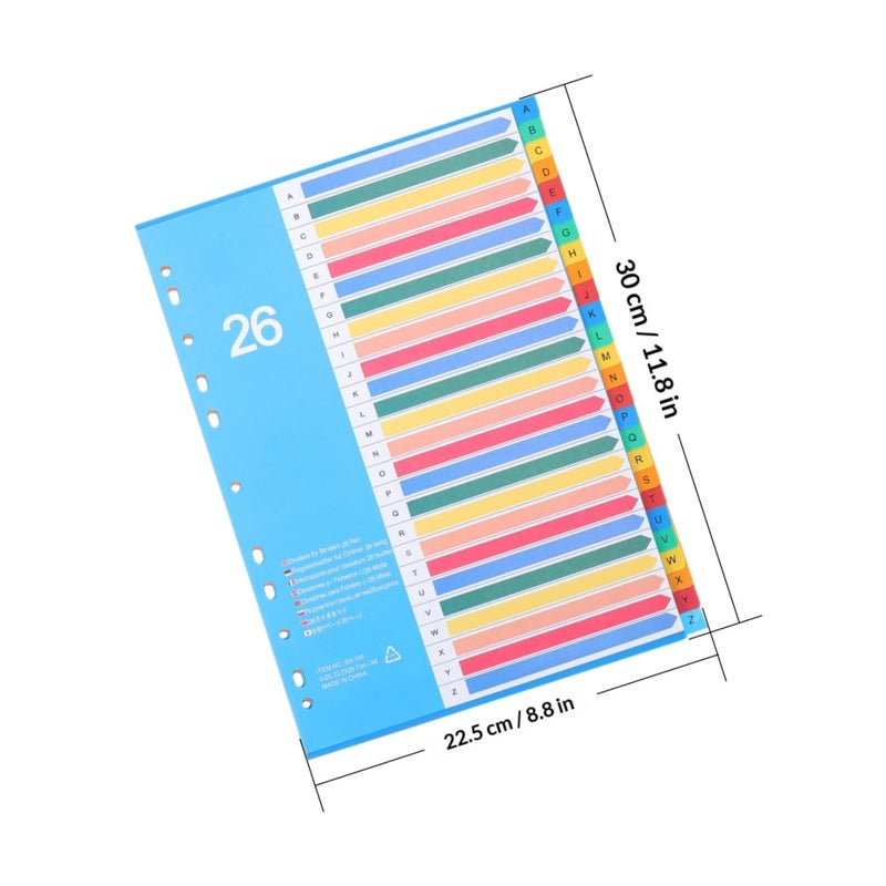 38Pcs Colored Plastic File Dividers with Alphabet Tabs for Office School Organization - Image 3