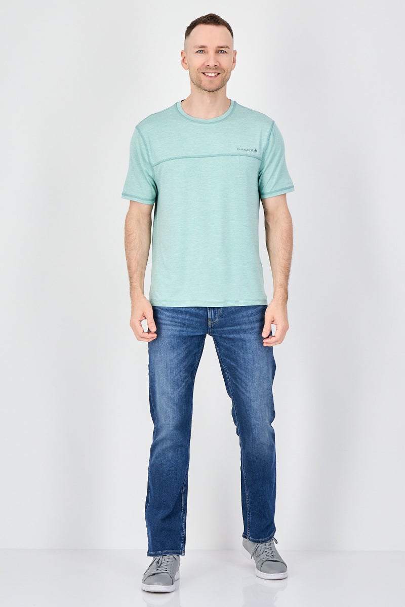 Rainforest Men Crew Neck Short Sleeve Brand Logo T-Shirt, Green - Image 4