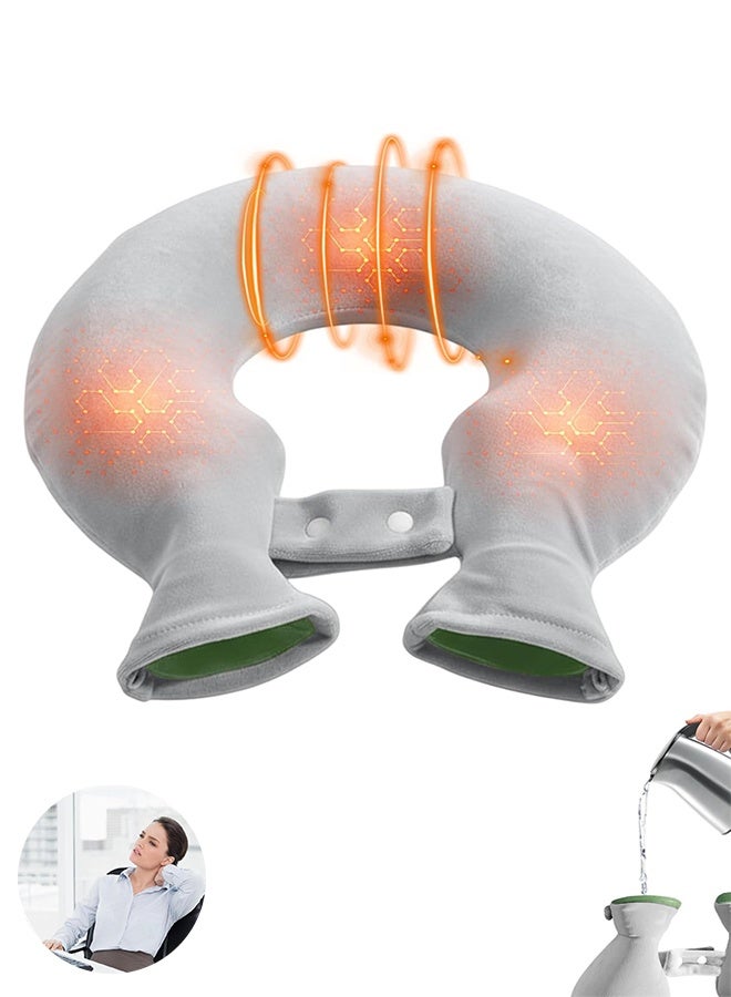 لفافة تدفئة للرقبة على شكل حرف U، كيس ماء ساخن قابل لإعادة التعبئة لتخفيف آلام الرقبة، أساسيات المكتب والمنزل، علاج ساخن وبارد - Image 1