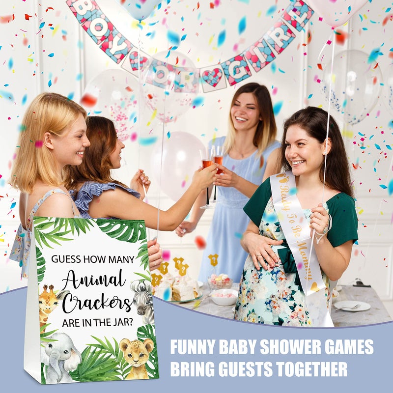 ISOVF Guess How Many Animal Crackers Baby Shower Game, Jungle Animal, Safari Theme Baby Shower Game - 1 Standing Sign and 50 Cards for Gender Neutral-LK-D05 - Image 4