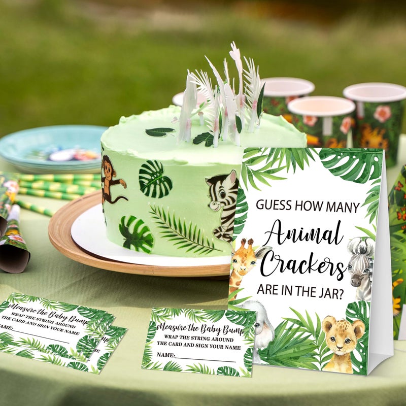 ISOVF Guess How Many Animal Crackers Baby Shower Game, Jungle Animal, Safari Theme Baby Shower Game - 1 Standing Sign and 50 Cards for Gender Neutral-LK-D05 - Image 5