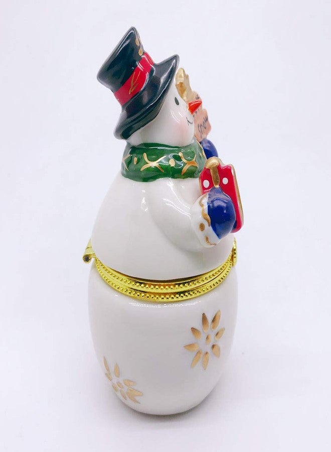 Gishima Christmas Snowman Figurines Hinged Trinket Box Collectible Jewelry Boxes for Home Christmas Decor and Gifts - Image 3