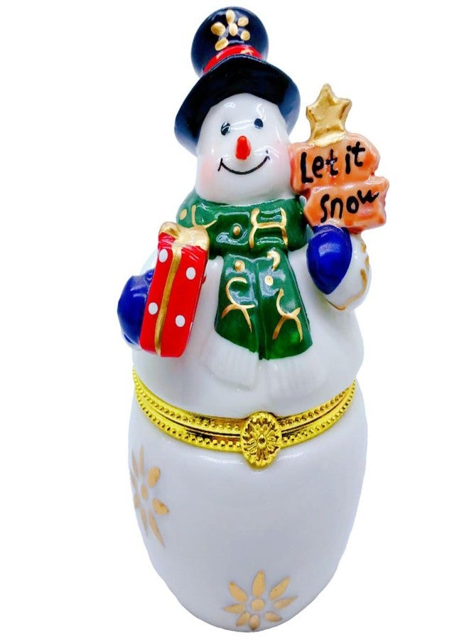 Gishima Christmas Snowman Figurines Hinged Trinket Box Collectible Jewelry Boxes for Home Christmas Decor and Gifts - Image 1