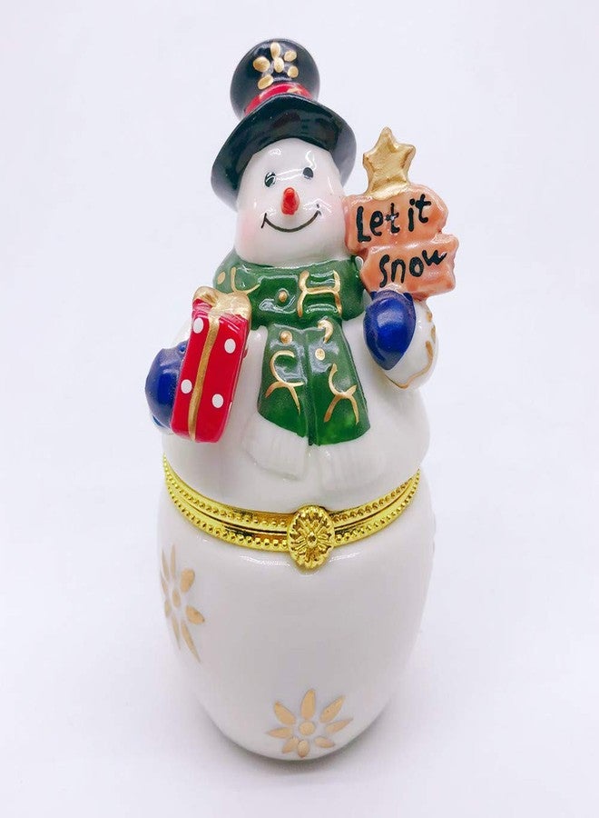 Gishima Christmas Snowman Figurines Hinged Trinket Box Collectible Jewelry Boxes for Home Christmas Decor and Gifts - Image 2