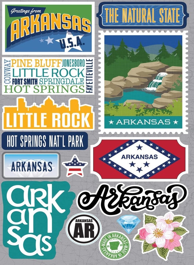 Reminisce Jet Setters 3.0 Arkansas Dimensional Scrapbook Sticker - Image 2