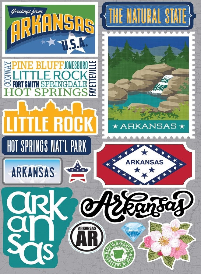 Reminisce Jet Setters 3.0 Arkansas Dimensional Scrapbook Sticker - Image 1