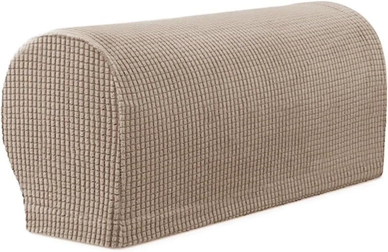 Sofa Armrest Covers 2Pcs/lot Stretch Armrest Covers Set Chair Sofa Arm Protectors Armchair Covers Solid Couch Cover Removable Elastic Loveseat Sover(Sand Color) - Image 1