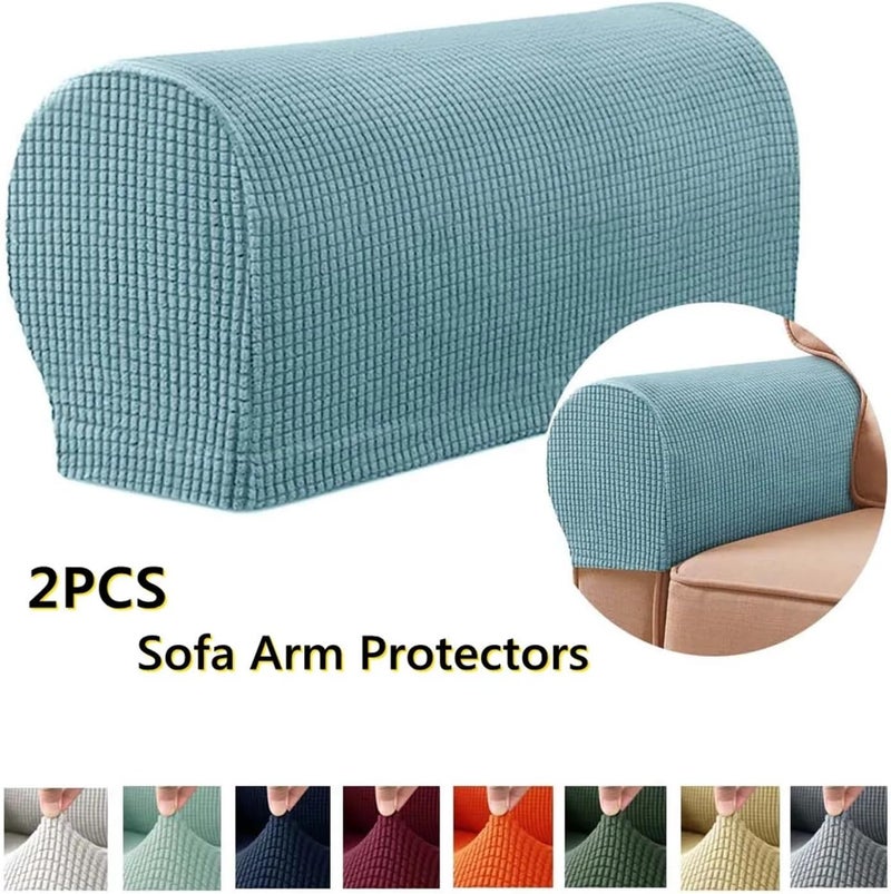 Sofa Armrest Covers 2Pcs/lot Stretch Armrest Covers Set Chair Sofa Arm Protectors Armchair Covers Solid Couch Cover Removable Elastic Loveseat Sover(Sand Color) - Image 2