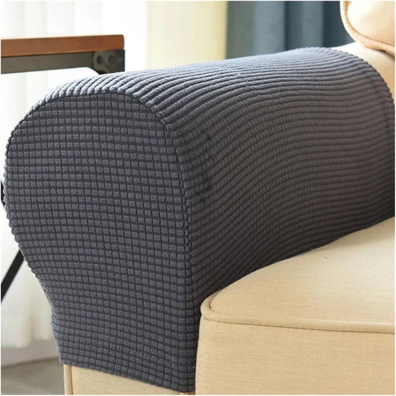 Sofa Armrest Covers 2Pcs/lot Stretch Armrest Covers Set Chair Sofa Arm Protectors Armchair Covers Solid Couch Cover Removable Elastic Loveseat Sover(Sand Color) - Image 3