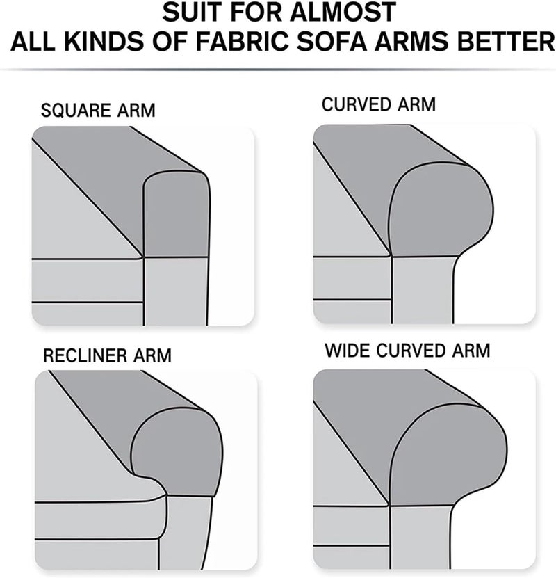 Sofa Armrest Covers 2Pcs/lot Stretch Armrest Covers Set Chair Sofa Arm Protectors Armchair Covers Solid Couch Cover Removable Elastic Loveseat Sover(Sand Color) - Image 4