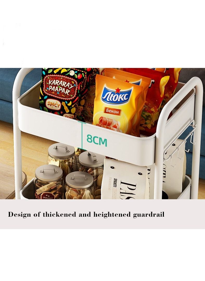 XiuWoo - 3 Tier Rolling Storage Trolley Cart With Hooks And Universal Wheels - Image 1