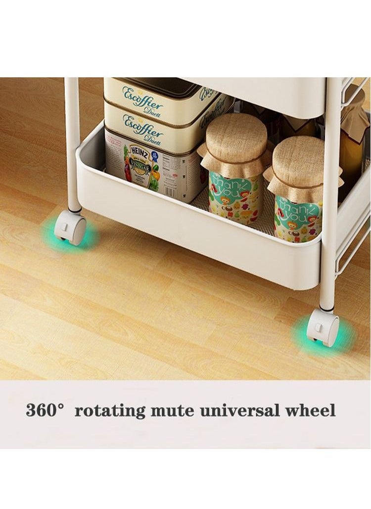 XiuWoo - 3 Tier Rolling Storage Trolley Cart With Hooks And Universal Wheels - Image 1