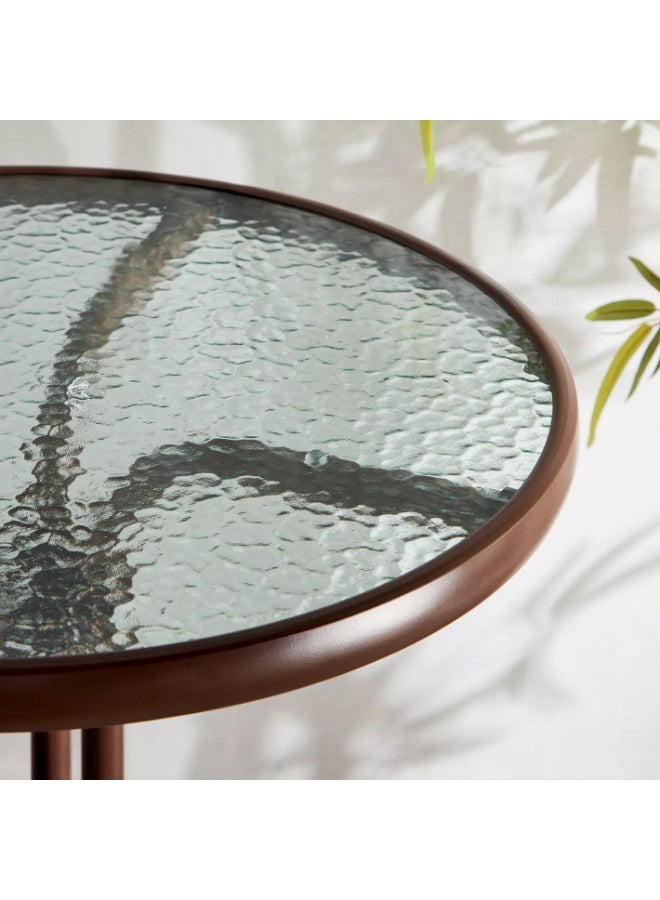 DubaiGallery Round Table With Chair Outdoor Side Table, Translucent Tempered Glass Table Top Coffee Table, Bedside Table with Thickened Steel Pipe Bracket, Outdoor Accent Table for Small Spaces, Patio - Image 5