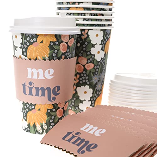 Graphique 12-Pack Disposable to Go Coffee Cups - Self Care - 16 oz, with Lids - Perfect for Travel, Home, Parties and More - Image 4