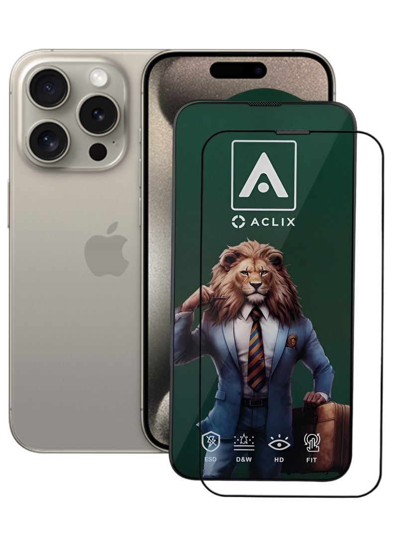 ACLIX Antistatic ESD Dustproof Premium Quality High Definition Tempered Glass Screen Protector Designed For  iPhone 15 Pro - Image 1