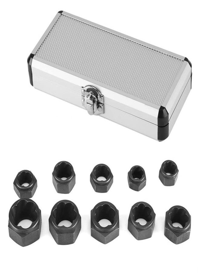 LSLANSOON 10 Pcs Short Socket Bolt Extractor Set, 9-19mm Metric Nut Remover with Aluminum Carrying Case - Image 2