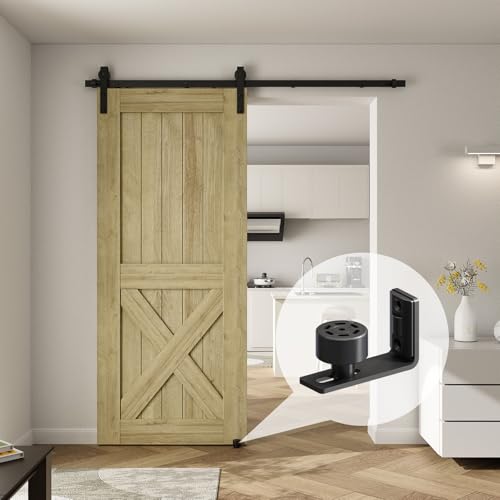 CCJH 6FT/72inch Sliding Barn Door Hardware Kit for Single Door Carbon Steel Black - Image 3