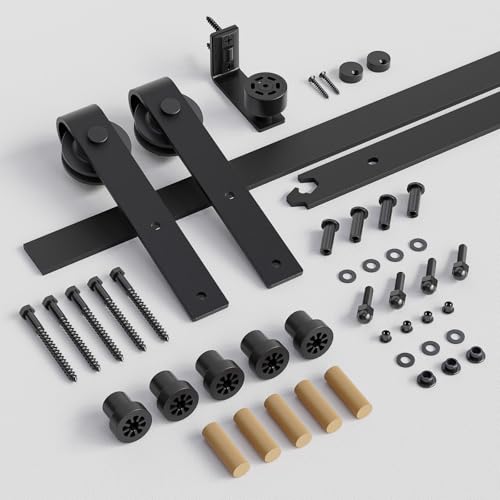 CCJH 6FT/72inch Sliding Barn Door Hardware Kit for Single Door Carbon Steel Black - Image 5