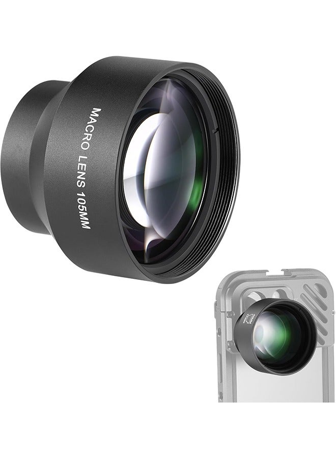NEEWER HD 105mm macro lens is only suitable for 17mm threaded back plate, compatible with SmallRig NEEWER iPhone Samsung mobile phone cage case, comes with 17mm lens adapter, 46mm front thread, LS-26 - Image 1