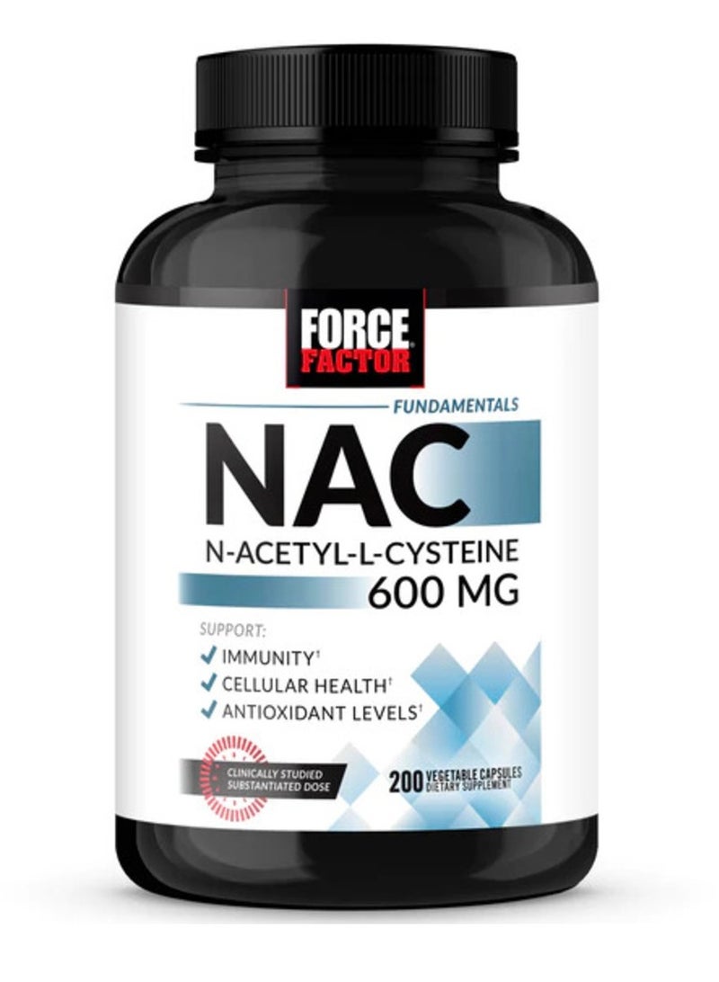 Force Factor Fundamentals NAC N-Acetyl-L-Cysteine 600 mg 200 Vegetable Capsules