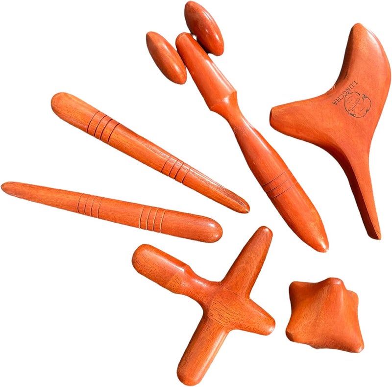 Lungcha 5 Types 6 Piece Set  Traditional Thai Massage Reflexology Stick Tool with The Usage Guide and Tools Bag Set of 5 Types Full Body Massage - Image 2