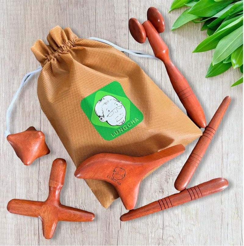 Lungcha 5 Types 6 Piece Set  Traditional Thai Massage Reflexology Stick Tool with The Usage Guide and Tools Bag Set of 5 Types Full Body Massage - Image 4