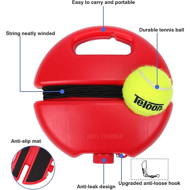 Teloon Solo Tennis Trainer Rebound Ball with String for Self Tennis Practice Training Tool for Adults or Kids Beginners with 2 String Balls Elastic and a Portable Mesh Bag - Image 2