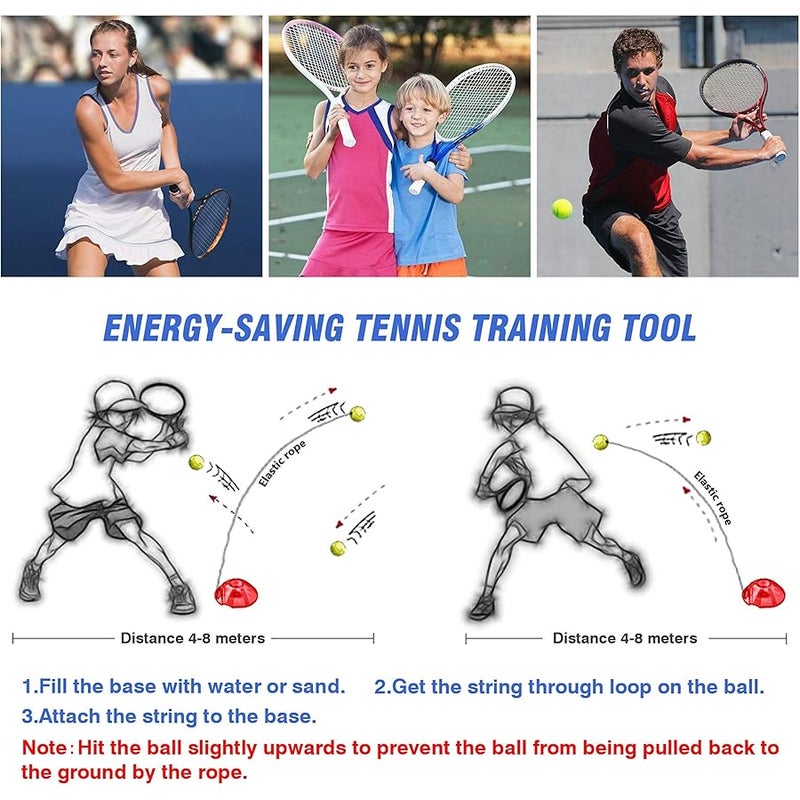 Teloon Solo Tennis Trainer Rebound Ball with String for Self Tennis Practice Training Tool for Adults or Kids Beginners with 2 String Balls Elastic and a Portable Mesh Bag - Image 5