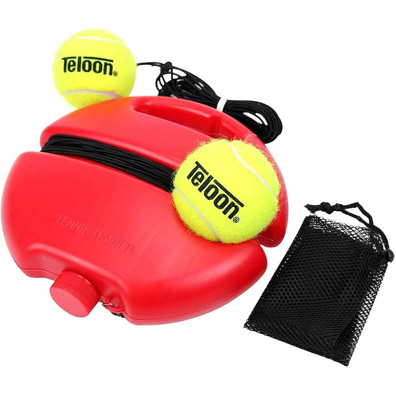 Teloon Solo Tennis Trainer Rebound Ball with String for Self Tennis Practice Training Tool for Adults or Kids Beginners with 2 String Balls Elastic and a Portable Mesh Bag - Image 1
