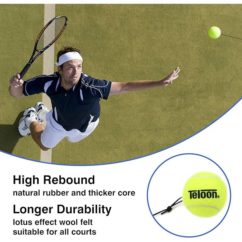 Teloon Solo Tennis Trainer Rebound Ball with String for Self Tennis Practice Training Tool for Adults or Kids Beginners with 2 String Balls Elastic and a Portable Mesh Bag - Image 4
