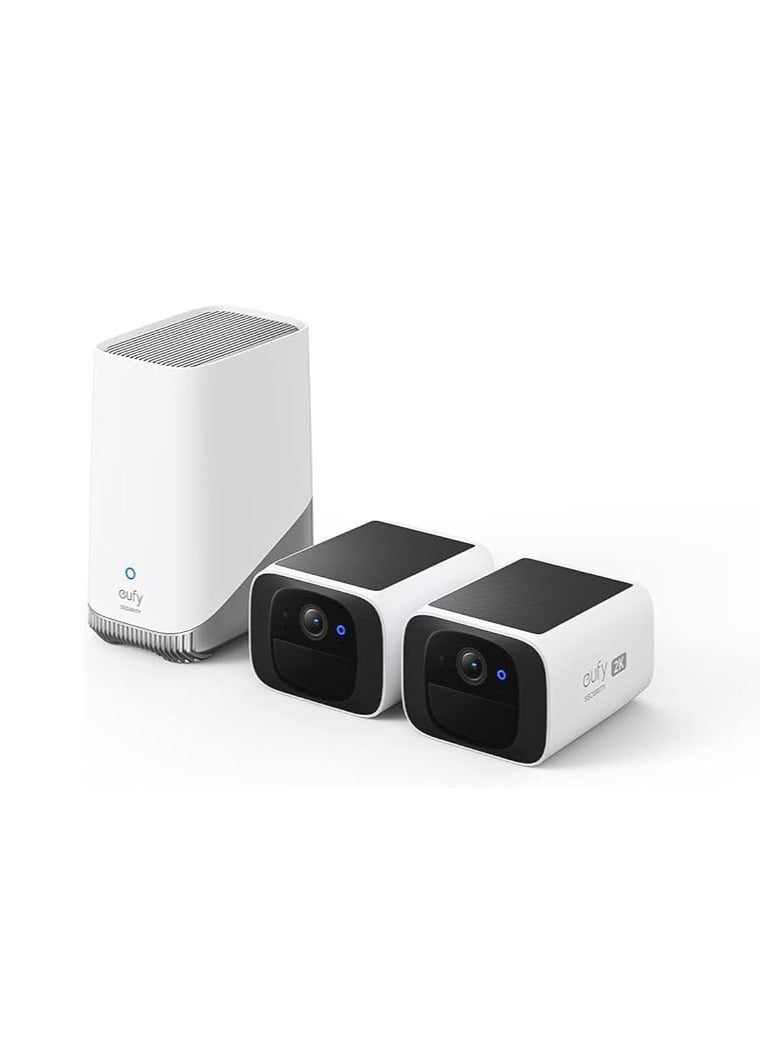 eufy eufy Security S220 SoloCam Solar Security Camera Outdoor Wireless, Continuous Power, 2K Resolution Home Security Camera, 2.4 GHz Wi-Fi, No Monthly Fee, HomeBase 3 Compatible (2-pack)  - Image 1