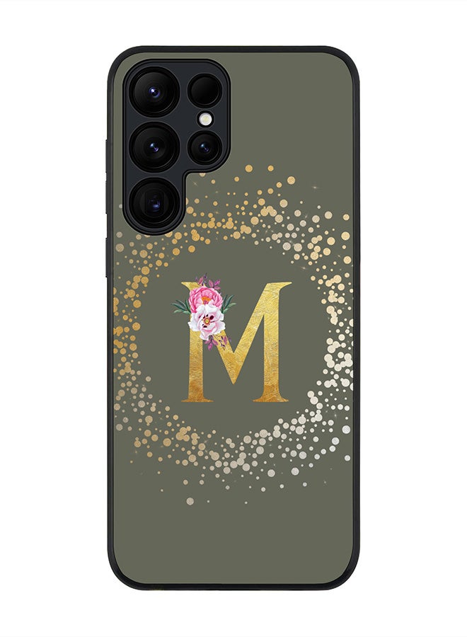 Stylizedd For Samsung Galaxy S25 Ultra 5G Case,Slim fit Camera Protection, Shockproof Thin Phone cover  - Custom Monogram Floral - M  (Olive Green ) - Image 1