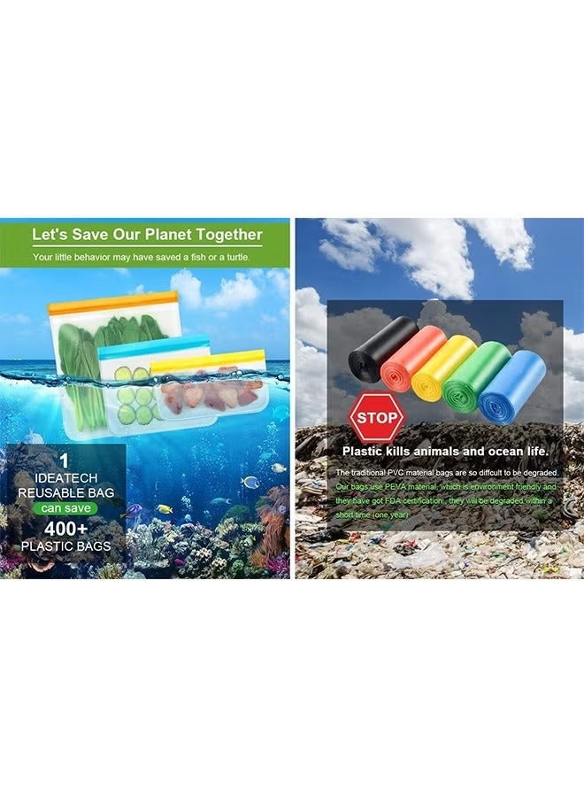 Captaintech 20 Packs of Reusable Freezer Bags, Reusable Sandwich Bags, Reusable Silicone Food Storage Bags, Leak-Proof Sealed Containers for Lunches, Snacks, Fruits and Vegetables - Image 3