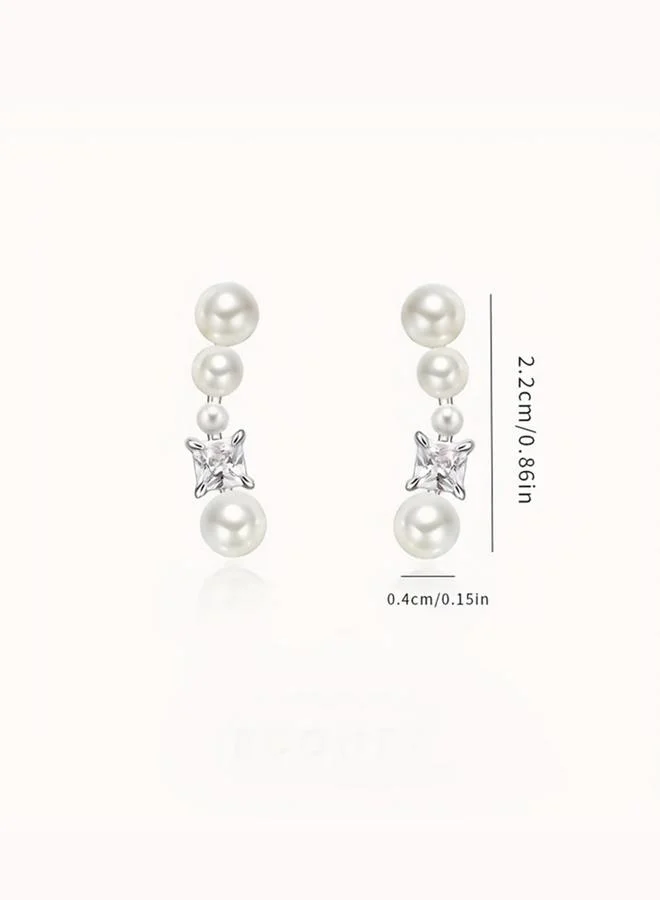 تايك تو أقراط مزينة بالراين ولؤلؤ صناعي