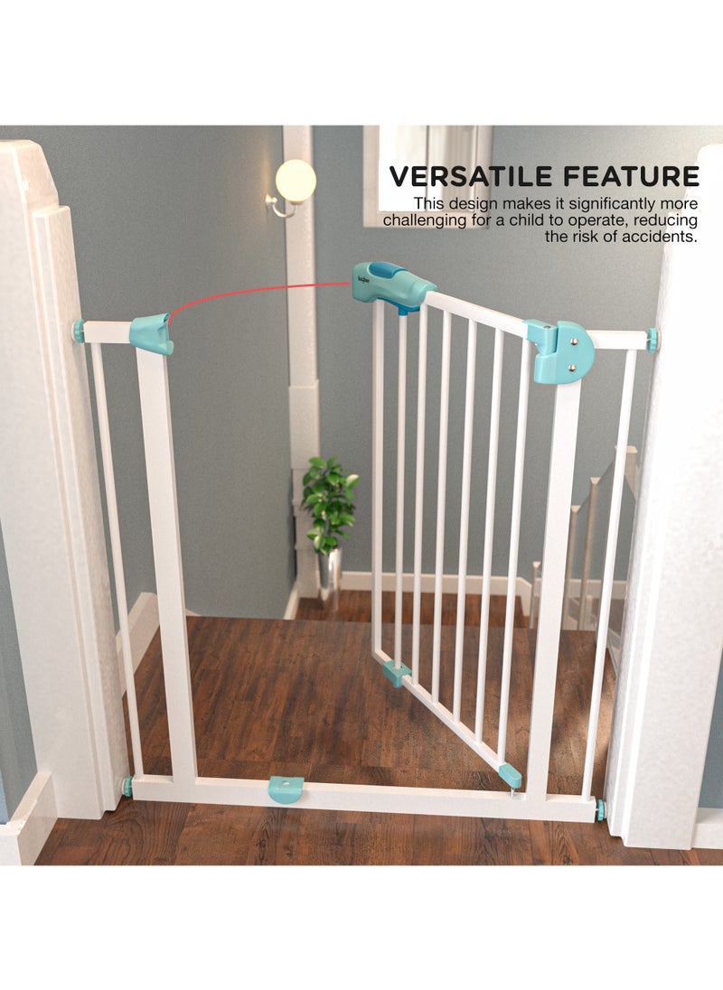 BAYBEE 75+10cm Auto Close Safety Baby Gate for Kids, Extra Tall Wide Child Gate Kids Safety Baby Fence | Easy Walk Thru Durability Dog Gate Baby Safety Gate for Home, Stairs, Doorways & Kitchen Green  - Image 4